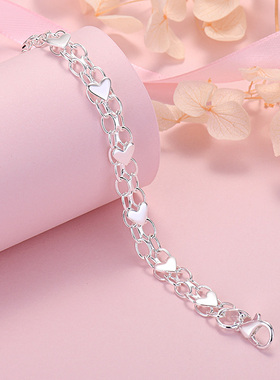 New luxury 925 Sterling Silver classic heart bracelets for