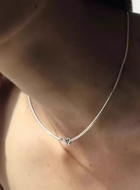 Sterling Silver Line Geometry Hook Necklace for Women Girl