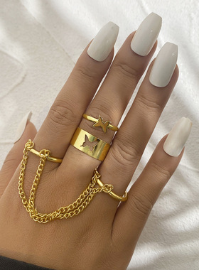 Punk Geometric Silver Color Chain Wrist Bracelet For Women