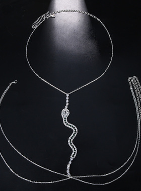 Sexy Charm Snake Green Crystal Belly Waist Chain With Neck