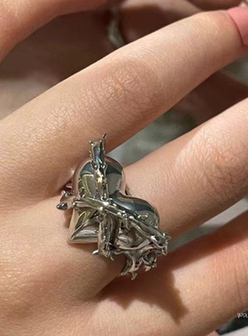 Thorn Love Open Couple Ring Confined Heart Metal Thorn Love