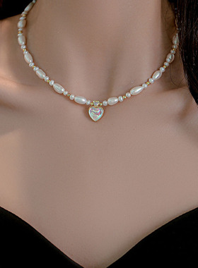 Sterling Pink Crystal Love Heart Necklace for Women Bead