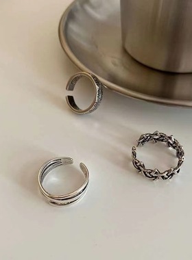 Vintage Pink Roman Numerals Cool Rings Set for Women Rock