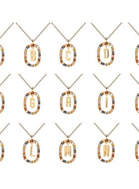 New 26 English Letter Pendant 925 Sterling Colored Zircon