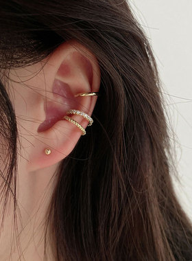 SIPENGJEL Gold Circle Cz Non-Piercing Ear Clip Earrings