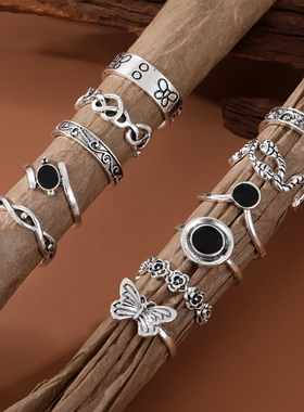 2023 Vintage Silver Plated Cross Ring for Women Gothic Punk