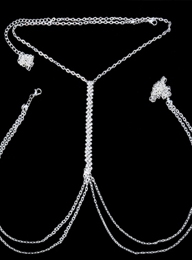 Sexy Diamond Chest Waist Chain Crystal Necklace Silver