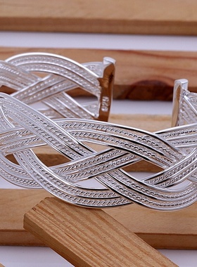 Wedding women lady 925 sterling silver open Bangle fashion