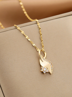 Stainless Steel Necklace for Women Zircon Jewelry Pendant