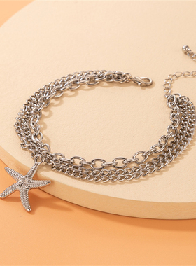 Vintage Starfish Pendant Multi-Layer Ankle Bracelets