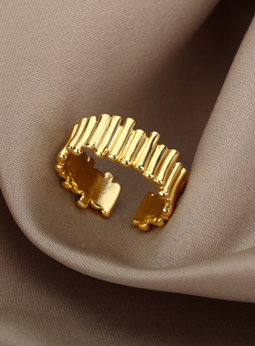 Gold Plated Pillar Rings For Women Open Adjustable