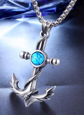 Retro Fashion Pirate Anchor Necklace Punk Hip Hop Unique