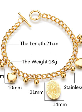 2023 316 Stainless Steel Cross Mary Virgin Heart Tassel