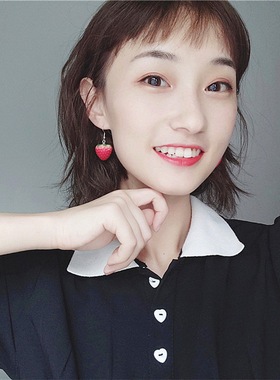 Stereo Simulation Red Strawberry Dangle Earring New Fruit