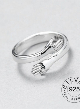 Real 925 sterling silver finger rings for women hands hug