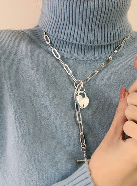 2025 Sterling Silver Sweater Necklace OT Buckle Accessories