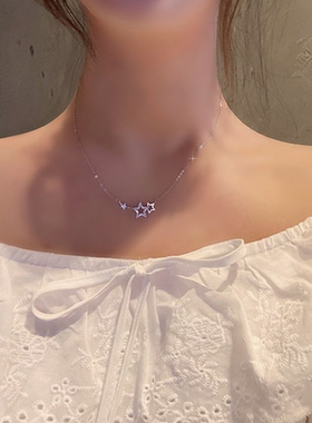 Fashion Sliver Color Zircon Star Pendant Necklaces for