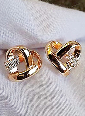 Eternity Love Earrings Ear Stud Piercing Silver Color/Gold