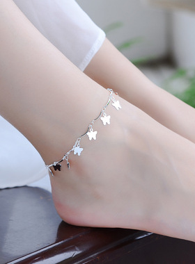 Sterling 925 Silver Alloy Anklets for Women Foot Leg Chain