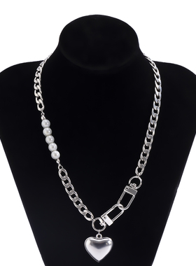 Salircon Punk Stainless Steel Heart Pendant Necklace for