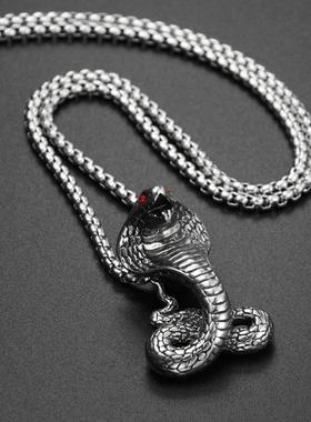Punk Python Cobra Snake Pendant Necklace for Men Animal
