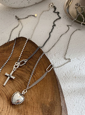 Necklace for Women Heart-shape Cross Pendant Necklace 925