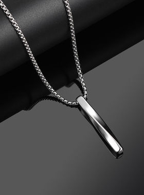 2023 Fashion New Black Rectangle Pendant Necklace Men