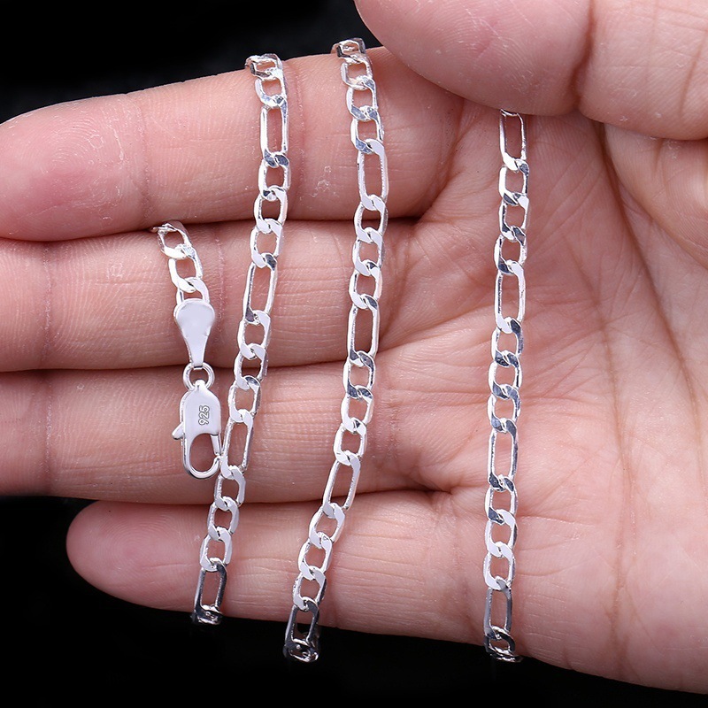925 Sterling Silver Chain Fashion Sliver Necklace High - 图1