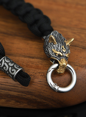 Outdoor Never Fade Stainless Steel Celtic Wolf Lanyard Brace