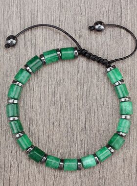 New Blue Cylinder-Shaped Braided Bracelet Round Black