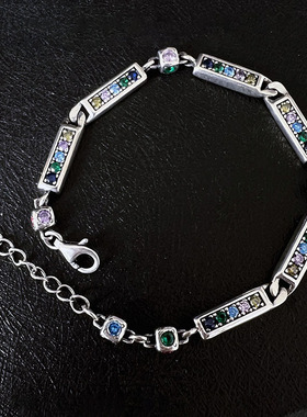 Sterling Silver Geometry Colour Zircon Bracelet For Women