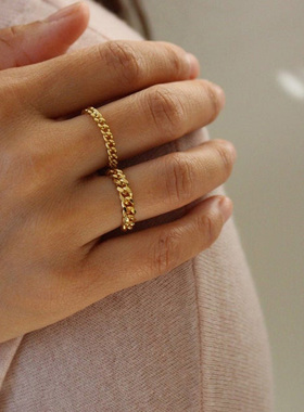 6mm Thick Chunky Chain Ring Cuban Curb Link Gold Filled