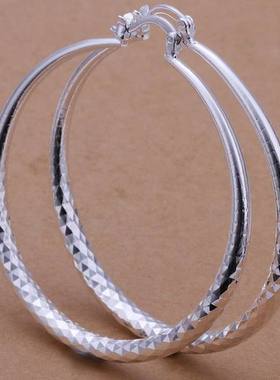 925 Silver color  big Earring women lady 5cm circle top