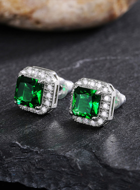 Gorgeous Green Cubic Zirconia Stud Earrings for Women Noble