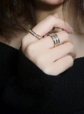 Luxury Rose Gold Color Double Row Square Zircon Stainless