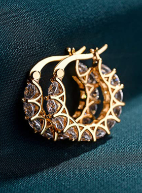 Full Paved Crystal CZ Hoop Earrings for Women Dazzling