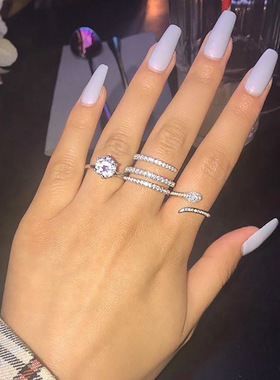 Cute 3 Round Silver Color Ring with Bling Zircon Stone for