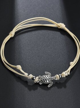 TOBILO Summer Beach Turtle Shaped Charm Rope String Anklets