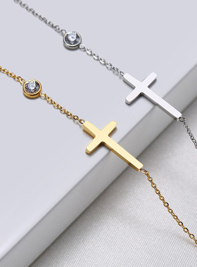 Simple Single Chain Bracelet for Women Fancy Cross Charm