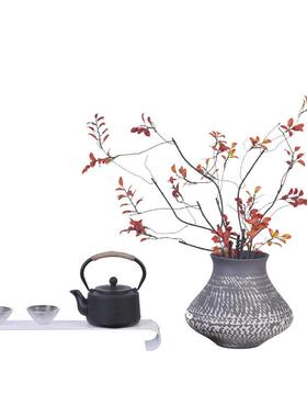 现中式水墨陶瓷花茶具套装组合样板间装饰品客厅茶室茶道摆件