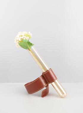 现简约皮革玻璃试管花摆件客厅卧室电视柜餐厅玄关公室饰品