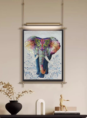 大象装饰画入户门正对墙美式玄关挂画客厅餐厅走廊过道灯画高级感