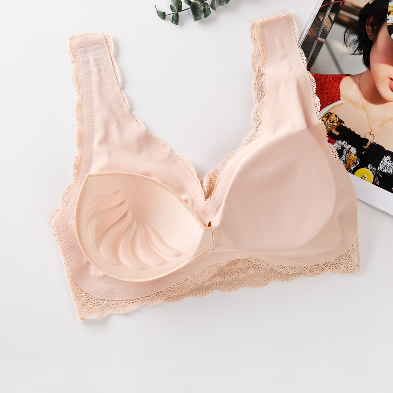 日本无痕蕾丝无钢圈防震跑步胸罩 竹可馨文胸