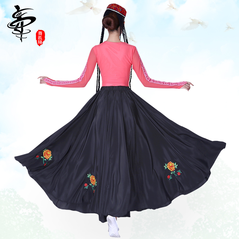 舞裁缝旗舰店舞裁缝新疆舞蹈演出服装女新款民族风维吾尔族大裙摆练习裙定制3