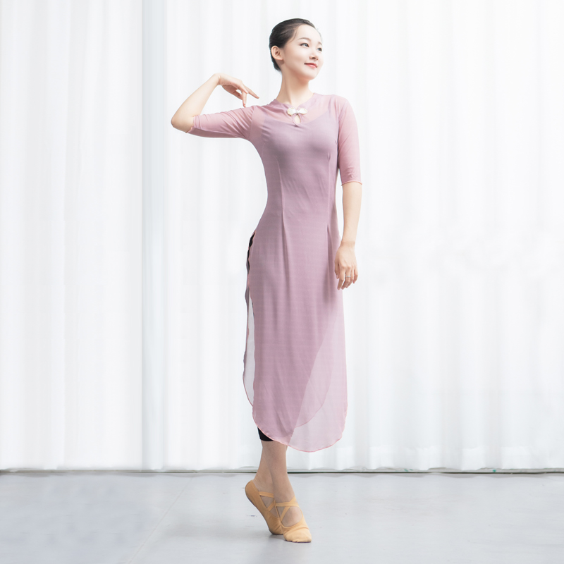 舞裁缝旗舰店古典旗袍身韵练功服女现代民族瑜伽中国风透气纱衣舞蹈服演出服装0