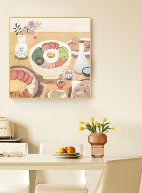 装饰画好好吃饭餐边柜背景墙壁画