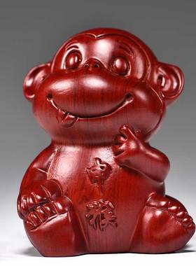 红色木质雕刻12生肖摆件一套鼠牛虎兔龙蛇马羊猴鸡狗猪工艺品送礼