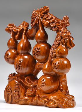 花梨木雕五福临门中式装饰礼品