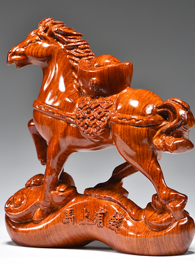 花梨木马摆件家居实木质装饰送礼