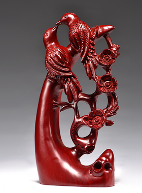 红花梨喜上眉梢客厅玄关家居饰品